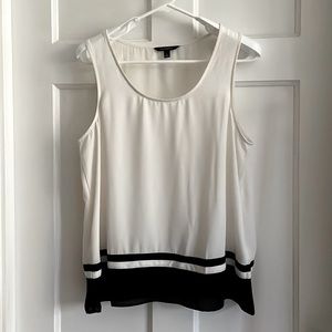 Banana Republic White and Black Tank Top Large